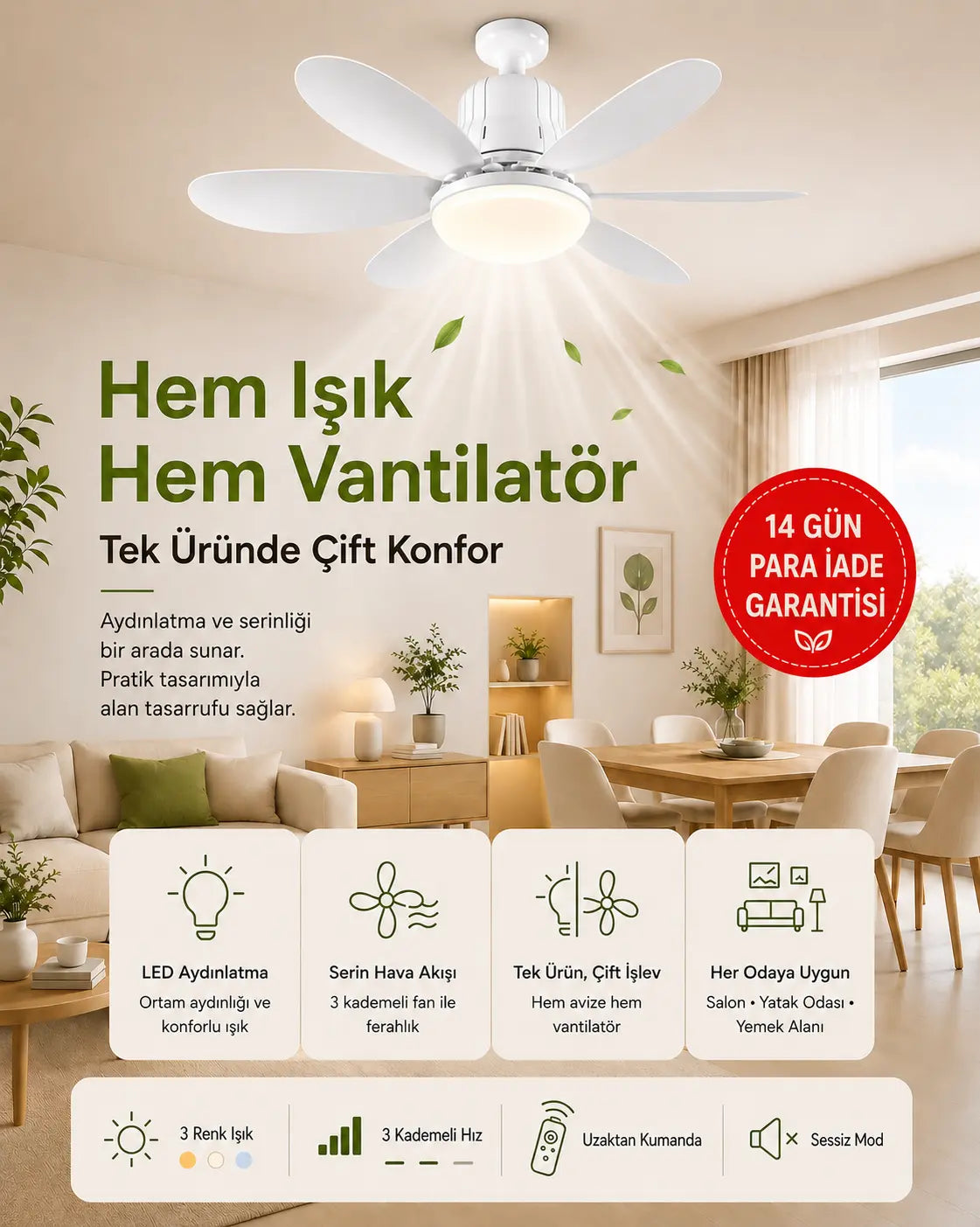 Ventilight Fanlı Led Lamba Pro - Tavan Vantilatörü Dreamview